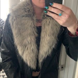 Faux leather and fur jacket